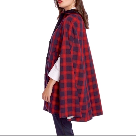 COURT AND ROWE Shadow Chic Plaid Poncho Coat NWOT - Picture 3 of 7